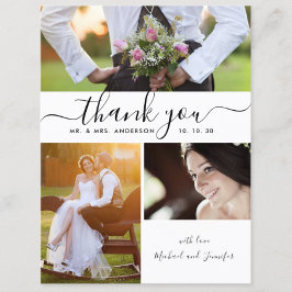Einfache Script Foto Collage Wedding Vielen Dank Postkarte