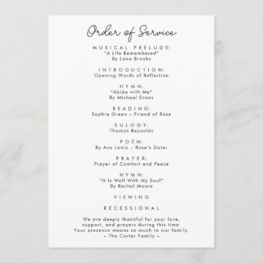 Einfache Script-Foto-Feier zum Lebenslauf Programm (Rückseite)