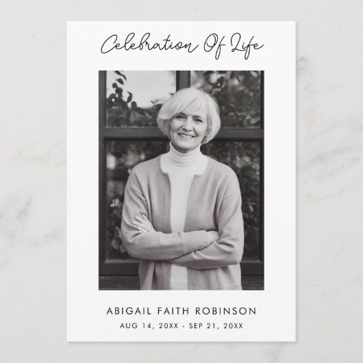 Einfache Script-Foto-Feier zum Lebenslauf Programm (Vorderseite)