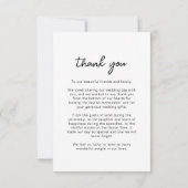 Einfache Script-Foto-Hochzeit Dankeskarte (Rückseite)
