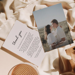 Einfache Script-Foto-Hochzeit Dankeskarte