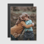 Einfache Script Foto Holiday Magentic Card Magnetkarte (Vorne/Hinten)