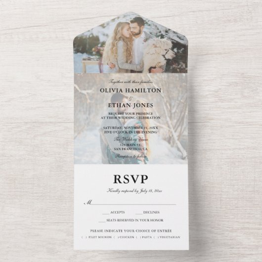 Einfache Script-Foto Sommerhochzeit All In One Einladung (Innen Boden)