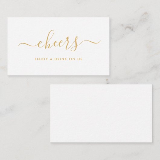 Einfache Script-Free Drinks Ticket - Gold & White Begleitkarte (Vorne/Hinten)