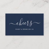Einfache Script-Free Drinks Ticket - Navy & White Begleitkarte (Vorderseite)
