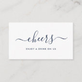 Einfache Script-Free Drinks Ticket - Navy & White Begleitkarte (Vorderseite)