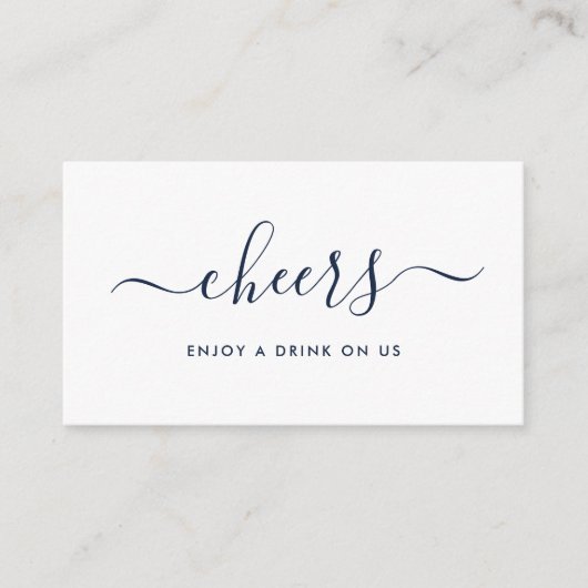 Einfache Script-Free Drinks Ticket - Navy & White Begleitkarte (Vorderseite)