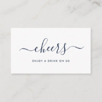Einfache Script-Free Drinks Ticket - Navy & White