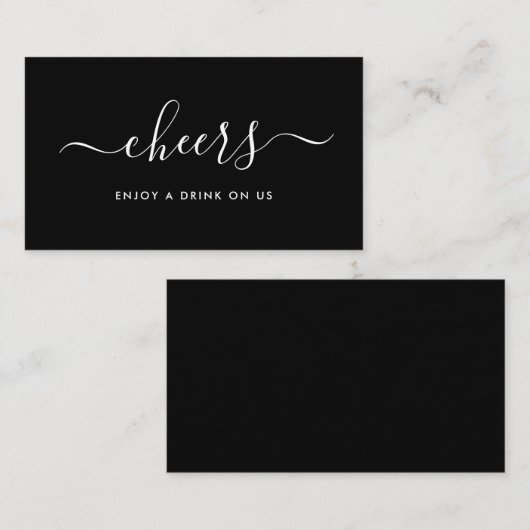 Einfache Script-Free Drinks Ticket - Schwarz & Wei Begleitkarte (Vorne/Hinten)