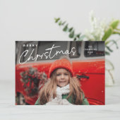 Einfache Script Frohe Weihnachten 3 Foto (Stehend Vorderseite)