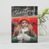 Einfache Script Frohe Weihnachten 3 Foto (Stehend Vorderseite)