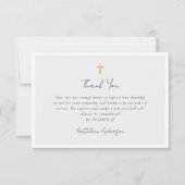 Einfache Script-Gold-Cross-Beileid-Beerdigung Dankeskarte (Vorderseite)