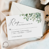 Einfache Script Greenery Eucalyptus Foliage Weddin RSVP Karte