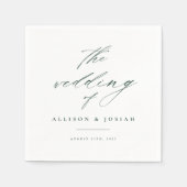 Einfache Script-Grüne Hochzeit Serviette (Vorderseite)