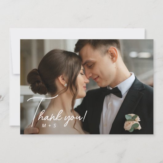 Einfache Script-Hochzeit Dankeschön-Karte Dankeskarte (Vorderseite)