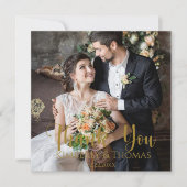 Einfache Script Hochzeit Flat Danke Karte (Vorderseite)