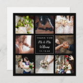 Einfache Script-Hochzeit-FotoCollage Dankeskarte (Vorne/Hinten)