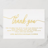 Einfache Script-Hochzeit Vielen Dank Folieneinladung (Vorderseite)