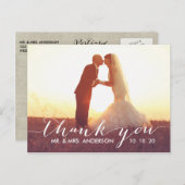 Einfache Script Hochzeit Vielen Dank Postcard Postkarte (Vorne/Hinten)