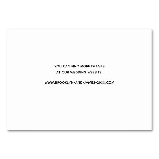 Einfache Script-Hochzeitkarten Tischnummer (Rückseite)