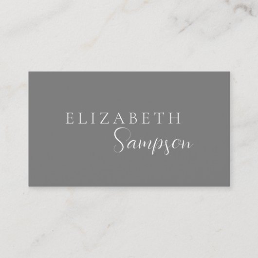 Einfache Script-Individuelle Name-Graue Visitenkar Visitenkarte (Vorderseite)