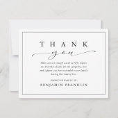 Einfache Script-Kalligrafie Bereavement-Beerdigung Dankeskarte (Vorderseite)