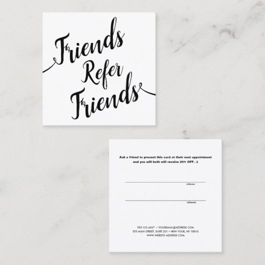 Einfache Script-Kalligrafie-Kundenreferenz Empfehlungskarte (Vorne/Hinten)