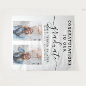 Einfache Script-Kalligrafie Zwei-Foto-Abschluss Wandteppich (Vorderseite (Horizontal))