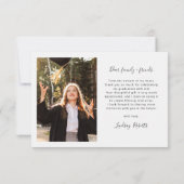 Einfache Script-Liebe Abschluss Foto Dankeskarte (Rückseite)