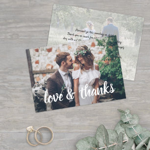 Einfache Script-Liebe & Dank 2 Foto Hochzeit Dankeskarte