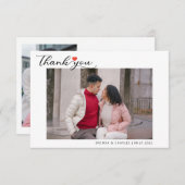 Einfache Script Liebe Heart Classy Wedding Foto Dankeskarte (Vorne/Hinten)