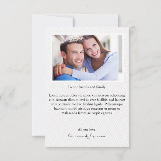 Einfache Script Liebe Heart Classy Wedding Foto Dankeskarte (Rückseite)