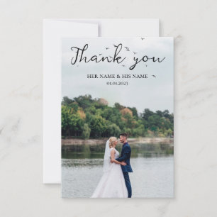 Einfache Script Liebe Heart Classy Wedding Foto Dankeskarte