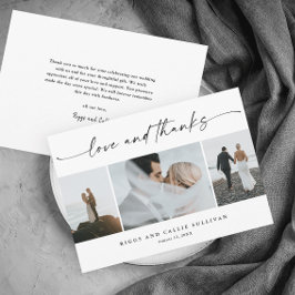 Einfache Script-Liebe und Dank 3 Foto Hochzeit Dankeskarte