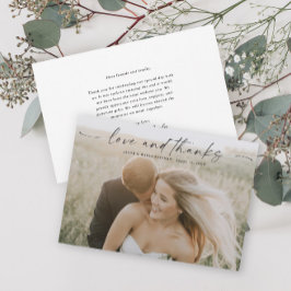 Einfache Script-Liebe und dank Foto Hochzeit Dankeskarte