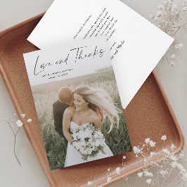 Einfache Script-Liebe und dank Foto Hochzeit Dankeskarte