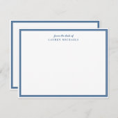 Einfache Script Light Navy Blue Border Personalisi Mitteilungskarte (Vorne/Hinten)