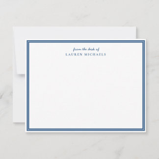 Einfache Script Light Navy Blue Border Personalisi Mitteilungskarte
