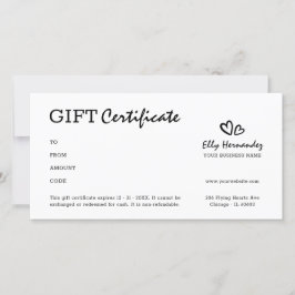 Einfache Script-Logo-Herz-Black-Geschenkgutschein