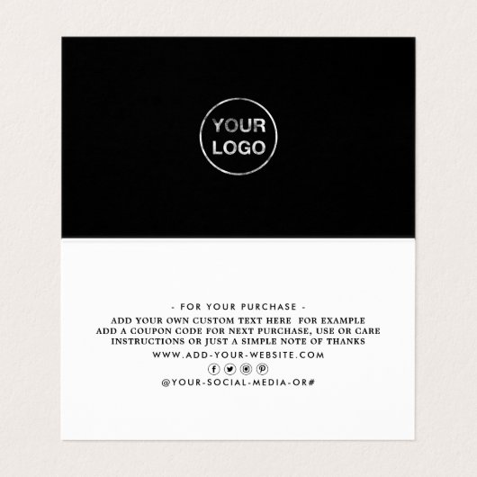 Einfache Script-, Logo-/Picture-Dankeschön-Karte Visitenkarten (Innenseite Aufgefaltet)