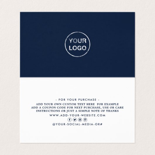 Einfache Script-, Logo-/Picture-Dankeschön-Karte Visitenkarten (Innenseite Aufgefaltet)