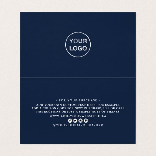 Einfache Script-, Logo-/Picture-Dankeschön-Karte Visitenkarten (Innenseite Aufgefaltet)
