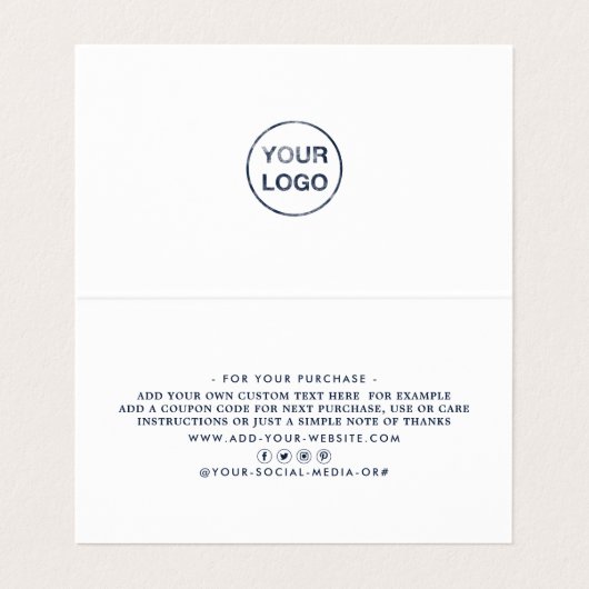 Einfache Script-, Logo-/Picture-Dankeschön-Karte Visitenkarten (Innenseite Aufgefaltet)