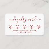 Einfache Script Loyalty Card - Rot & Weiß Treuekarte (Vorderseite)