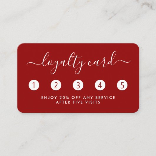 Einfache Script Loyalty Card - Rot & Weiß Treuekarte (Vorderseite)