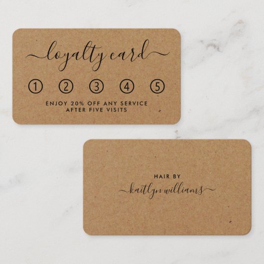 Einfache Script Loyalty Card - Rustic Kraft Treuekarte (Vorne/Hinten)