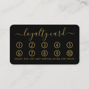 Einfache Script Loyalty Card - Schwarz & Gold Treuekarte