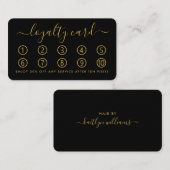 Einfache Script Loyalty Card - Schwarz & Gold Treuekarte (Vorne/Hinten)