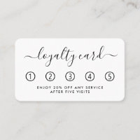 Einfache Script Loyalty Card - Schwarz & Weiß