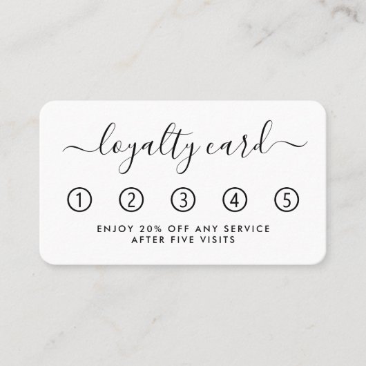 Einfache Script Loyalty Card - Schwarz & Weiß Treuekarte (Vorderseite)